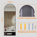 AUYHM 65"x24" Nanometre Arched Full Body Mirror in Black