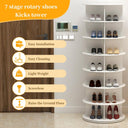PTUWODS 7 Tier Rotating Shoe Cabinet - White PVC