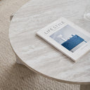 JZGORC Set of 2 White Imitation Travertine Coffee Tables - 70cm and 50cm