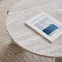 JZGORC Set of 2 White Imitation Travertine Coffee Tables