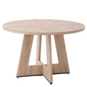 Rustic round dining table with wooden cross base from HJhomeheart, suitable for 4-6 people