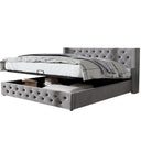 Elegant grey HAINEW Chesterfield upholstered bed with high headboard, diamond stitching, and hydraulic storage