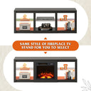 WLIVE Modern Storage LED TV Stand with Glass Shelves