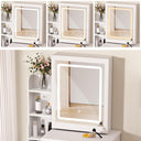 UDIYO Vanity Desk with LED Lights and Adjustable Brightness Mirror