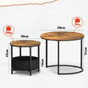 WLIVE Set of 2 Round Coffee Tables with Storage