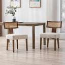Chairus Upholstered Dining Chairs with Rattan Backrest