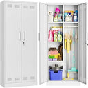 Sightlife Metal Broom Closet Storage Cabinet - White