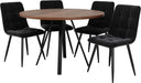 ZKLOEP Round Dining Table - Walnut and Black Metal Legs