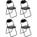 Nyxi Folding Padded Chairs | Set of 4 Black Faux Leather