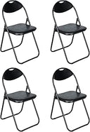 Nyxi Folding Padded Chairs - Set of 4 Black Faux Leather