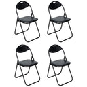 Set of 4 black Nyxi Paris faux leather folding chairs with padded seats and backrests