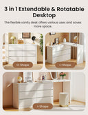 Feetice 6 Drawer L-Shaped Vanity Desk Combo