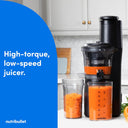 nutribullet Slow Juicer, Slow Masticating Juicer Machine, Easy to Clean, Quiet Motor & Reverse Function, BPA-Free, Cold Press Juicer with Brush, 150 Watts, Charcoal Black