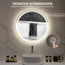 HOMCOM 60 cm Round LED Bathroom Mirror with Touch Switch and Anti-Fog