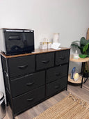 WLIVE 7-Drawer Fabric Dresser TV Stand - White