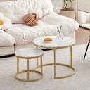 JZGORC Set of 2 Stackable Coffee Tables with Marble Pattern