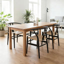 VODUR Wishbone Dining Chair Set of 2 Natural Solid Wood