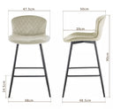 Set of 2 Soft Velvet Seat Bar Chairs with Metal Legs