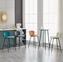 Set of 2 soft velvet seat bar chairs with metal legs, available in various colors