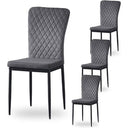 Set of 6 Ainpecca Velvet Armless Dining Chairs with tufted backrest and metal legs in dark grey