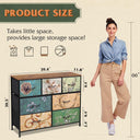 WLIVE 7 Drawer Dresser TV Stand with Metal Frame and Wood Top