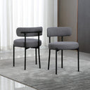 DYHOME Dark Grey Boucle Sherpa Dining Chairs (Set of 2)