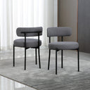 DYHOME set of 2 mid-century modern dark grey dining chairs with curved backrests and round memory foam seats