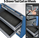 LARBANKE 5-Drawer Rolling Tool Chest with Stainless Steel Worktop - rolling