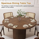 QHITTY Fluted Round Dining Table, 47-inch Walnut