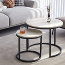 Symylife Set of 2 Round Nesting Tables with Wood Top