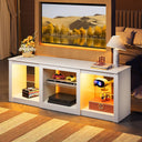 WLIVE 58" LED TV Stand with Glass Shelves - Black