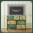 WLIVE 7 Drawer Dresser TV Stand with Metal Frame and Wood Top