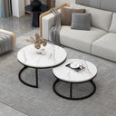ZXFDMSWJ Round Nesting Coffee Table Set of 2 Marble Steel