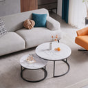 GrandCA HOME Set of 2 Round Coffee Tables with Imitation Marble