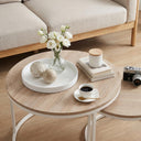 buybyroom Round Coffee Table Set, Light Oak, Modern Style