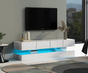 WODSOFTI LED TV Lowboard with wall mount and storage for up to 55 inch TVs, featuring 16-color LED lighting and durable const