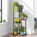 Tribesigns 4-Tier Corner Plant Stand - Rustic Brown