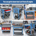 AIRAJ 3 Tier Rolling Tool Cart with Drawers and Pegboard - 440 LBS Capacity
