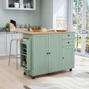 HLR Sage Green Rolling Kitchen Island with Storage