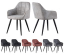 Set of 2 light grey faux suede leather dining chairs with metal frame and flared legs