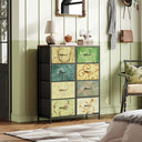 WLIVE 8 Drawer Fabric Chest of Drawers - Vintage Print