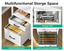 Coleshome L Shaped Computer Desk with 6 Drawers and Power Outlet