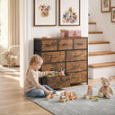 WLIVE 9-Drawer Fabric Storage Tower with Wood Top