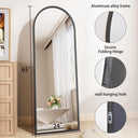 AUYHM 65"x24" Nanometre Arched Full Body Mirror in Black
