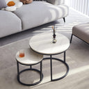 Symylife Set of 2 Round Nesting Tables with Wood Top