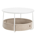 VASAGLE Modern Round Coffee Table with Storage Basket