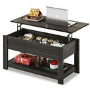 Espresso colored coffee table with lift top and storage
