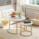 Aboxoo Nesting Coffee Table Set | White & Gold