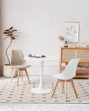 HJhomeheart Round Kitchen Dining Table, Modern Casual Style
