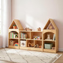 OOOK Montessori Shelf for Kids, 5-Compartment Rubber Wood Storage